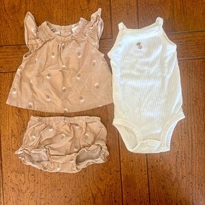 Baby Girl Spring/Summer Floral 3 Pc. set, Tan/White - 3 month - Carter’s